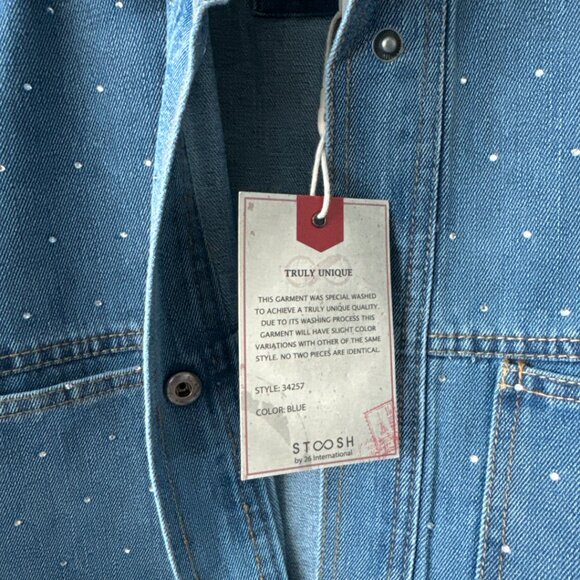 Stoosh Vintage Denim Studded Rhinestone Shacket NWT! Western jean jacket large - Picture 16 of 16